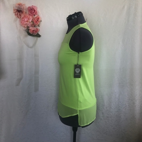 *4/$20* Vince Camuto Neon Green Blouse Sheer/Trim - Picture 2 of 6
